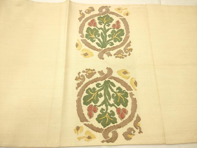 平和屋着物◎太鼓柄袋帯 花唐草文 正絹 逸品 DAAM0508bc