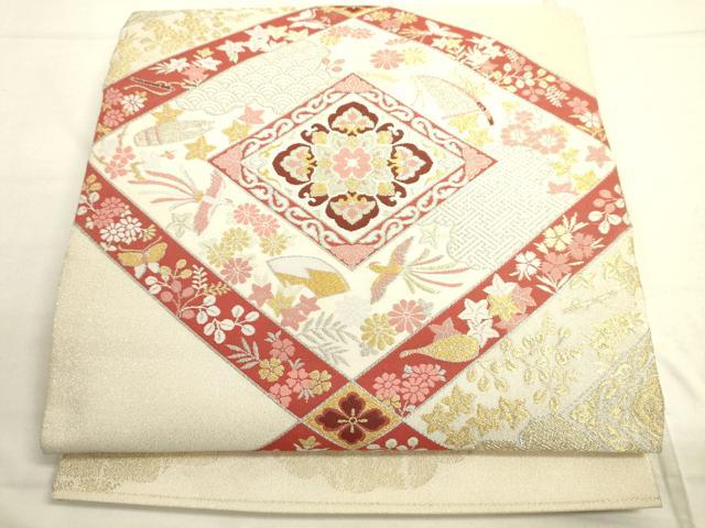 平和屋着物■綴れ 太鼓柄袋帯 天井花菱文 金銀糸 正絹 逸品 DAAM9136jm