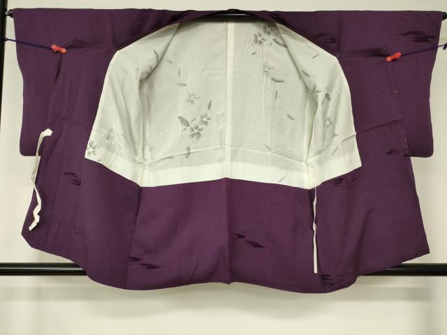 平和屋着物■道行コート 輪奈ビロード 霞地紋 桑の実色 正絹 逸品 DAAM9595cm
