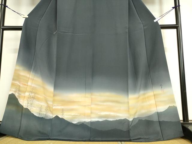平和屋着物●水嶋征夫 訪問着 樹林文 暈し染め 正絹 逸品 DAAN1230az