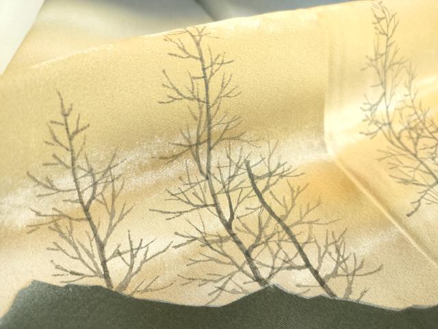 平和屋着物●水嶋征夫 訪問着 樹林文 暈し染め 正絹 逸品 DAAN1230az