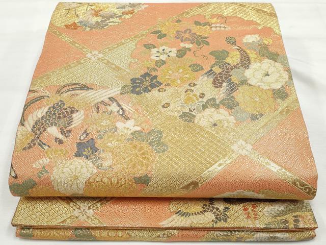 平和屋着物◎佐賀錦 六通柄袋帯 花鳥錦綾秀華 金糸 正絹 逸品 DAAN5049cd