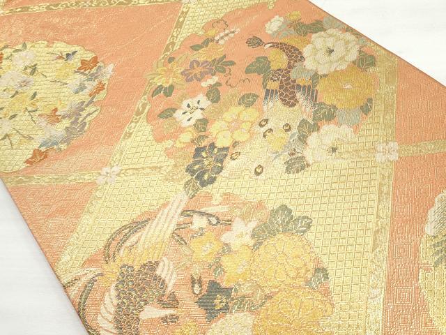 平和屋着物◎佐賀錦 六通柄袋帯 花鳥錦綾秀華 金糸 正絹 逸品 DAAN5049cd