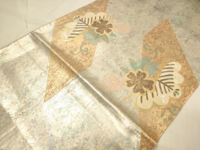 平和屋着物■太鼓柄袋帯 螺鈿箔 花鳥松文 金彩 引箔 正絹 逸品 DAAN7675op