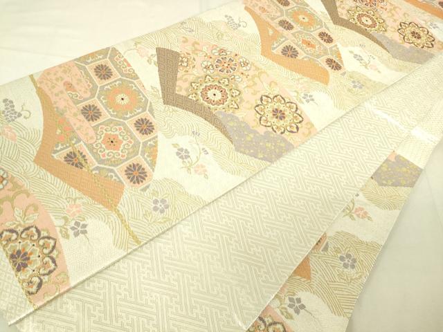平和屋着物◎六通柄袋帯 地紙花文 金糸 正絹 逸品 DAAN8003rt