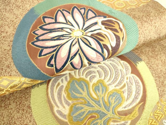 平和屋着物●六通柄袋帯 唐織 吉祥花丸文 金銀糸 正絹 逸品 DAAO0128az