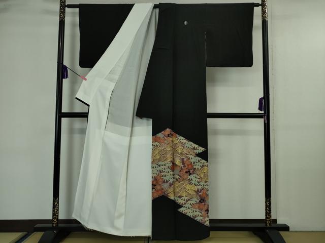 平和屋着物■豪華黒留袖 松皮菱花文 松竹梅 金彩 正絹 逸品 DAAO1000xg
