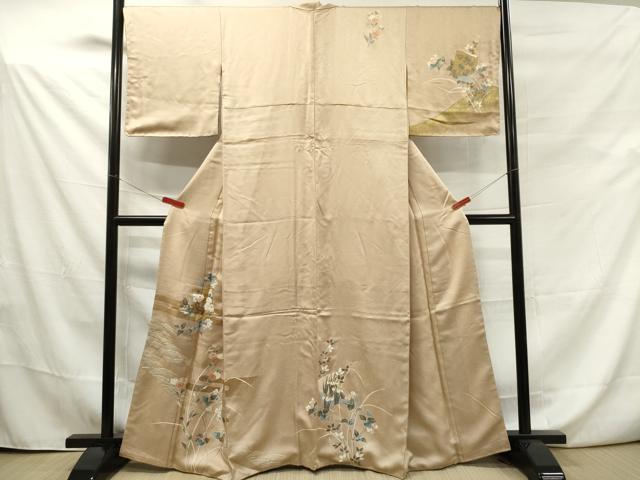 平和屋着物■訪問着 駒刺繍 色紙枝花文 金彩 正絹 逸品 DAAO3645ob