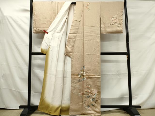 平和屋着物■訪問着 駒刺繍 色紙枝花文 金彩 正絹 逸品 DAAO3645ob