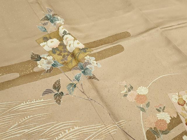 平和屋着物■訪問着 駒刺繍 色紙枝花文 金彩 正絹 逸品 DAAO3645ob