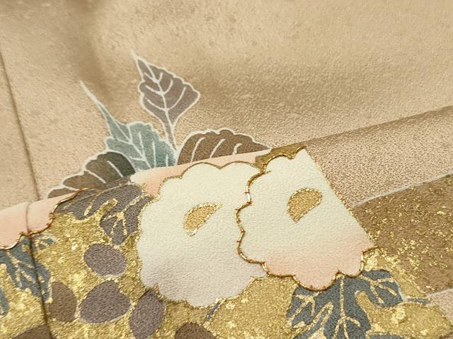 平和屋着物■訪問着 駒刺繍 色紙枝花文 金彩 正絹 逸品 DAAO3645ob