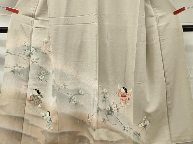 平和屋着物■訪問着 童子遊び 風景枝花文 暈し染め 銀彩 正絹 逸品 DAAO3648ob