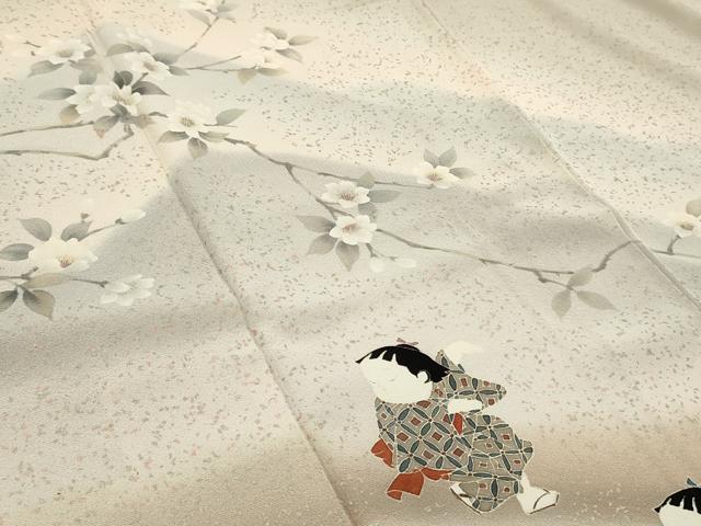 平和屋着物■訪問着 童子遊び 風景枝花文 暈し染め 銀彩 正絹 逸品 DAAO3648ob