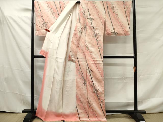 平和屋着物■上質な小紋 笹竹花文 暈し染め 金銀彩 正絹 逸品 DAAO3653ob