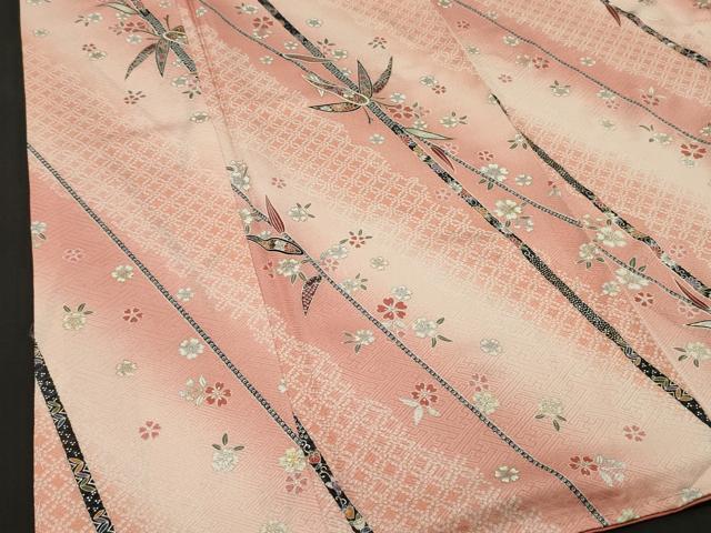平和屋着物■上質な小紋 笹竹花文 暈し染め 金銀彩 正絹 逸品 DAAO3653ob