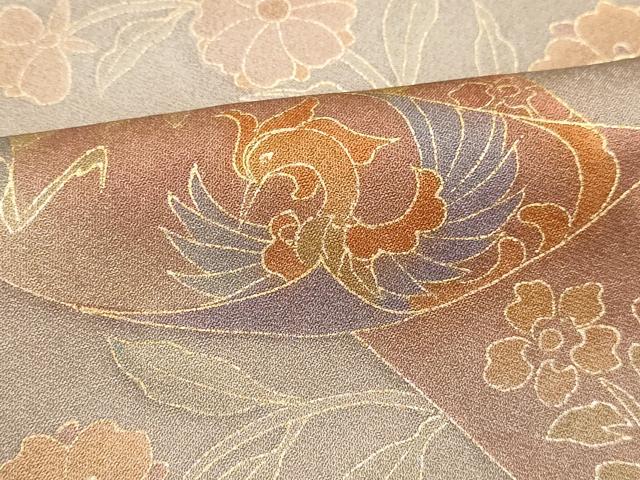 平和屋着物■訪問着 駒刺繍 鳳凰草花文 暈し染め 金銀彩 正絹 逸品 DAAO4759tw