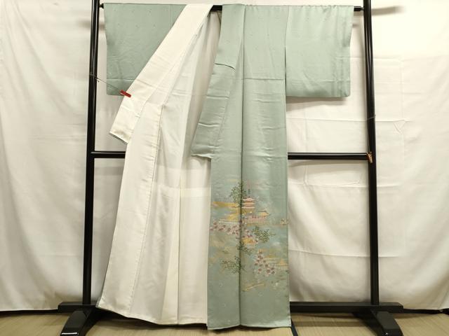 平和屋着物■豪華色留袖 風景文 松竹梅 金銀彩 正絹 逸品 DAAO4765tw