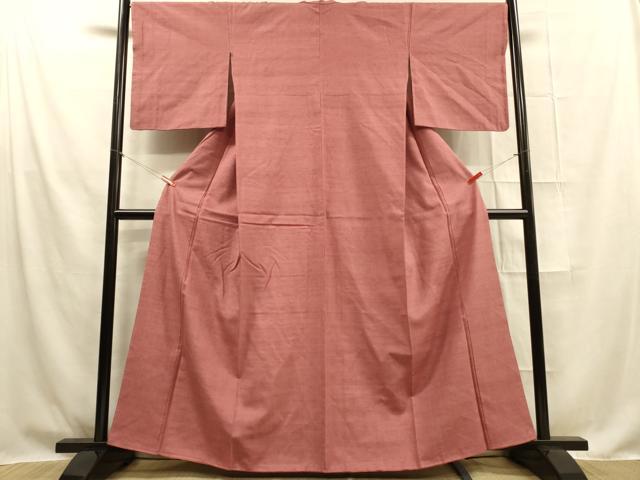 平和屋着物■上質な紬 銀朱色 正絹 逸品 DAAO5182zy
