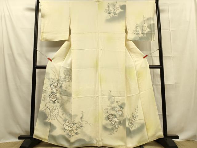 平和屋着物■訪問着 手描き 花車文 暈し染め 正絹 逸品 DAAO5183zy