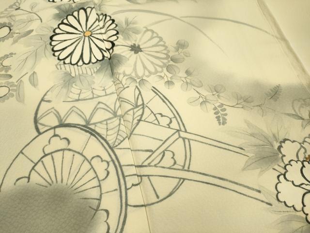 平和屋着物■訪問着 手描き 花車文 暈し染め 正絹 逸品 DAAO5183zy