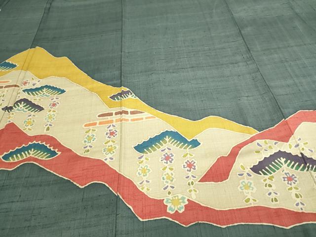 平和屋着物■訪問着 紬地 草花文 正絹 逸品 DAAO7155sf