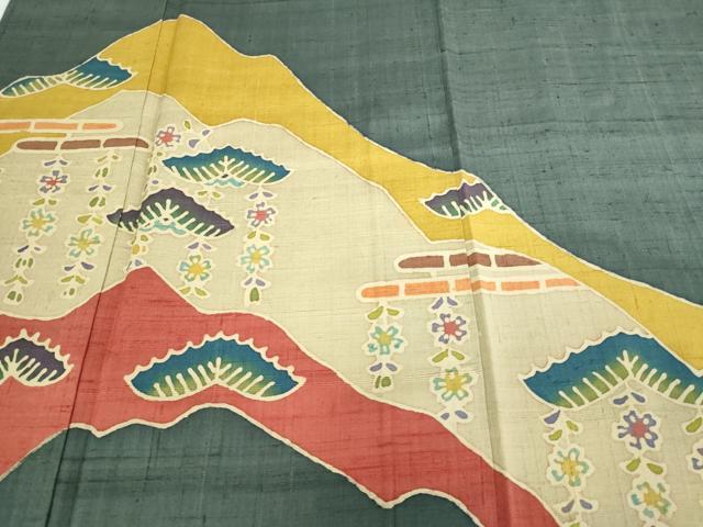 平和屋着物■訪問着 紬地 草花文 正絹 逸品 DAAO7155sf