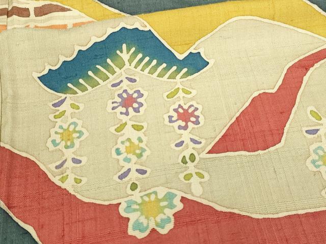平和屋着物■訪問着 紬地 草花文 正絹 逸品 DAAO7155sf