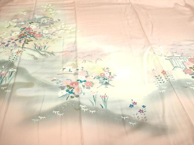 平和屋着物■訪問着 風景草花文 暈し染め 金銀彩 正絹 逸品 DAAO7181sf
