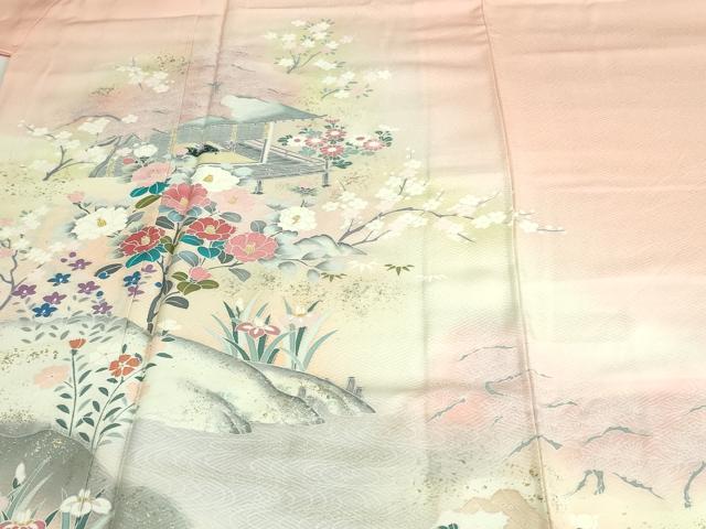 平和屋着物■訪問着 風景草花文 暈し染め 金銀彩 正絹 逸品 DAAO7181sf