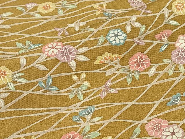 平和屋着物■上質な小紋 型染め 枝花文 正絹 逸品 DAAO7744cm