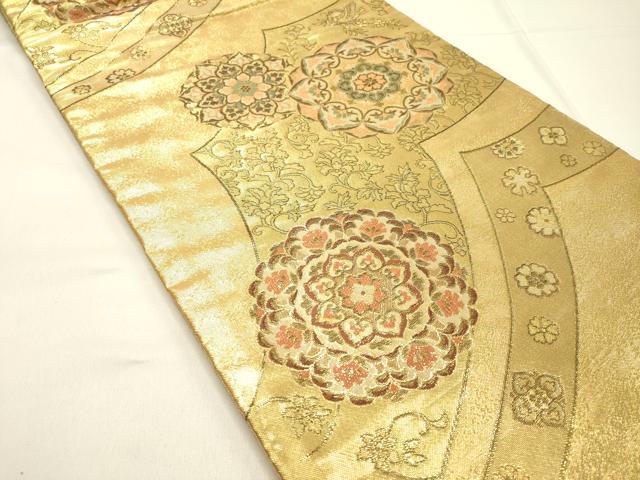 平和屋着物◎佐賀錦 両面 六通柄袋帯 正倉院花文 金糸 正絹 逸品 DAAO9008bc