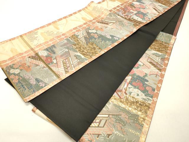 平和屋着物◎六通柄袋帯 ふたみ屏風絵 金糸 正絹 逸品 DAAO9009bc