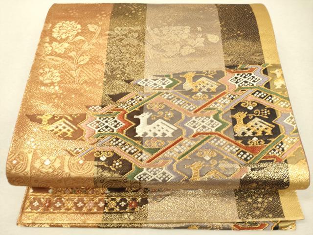メーカー 霞花鳥文 唐織 平和屋着物◎六通柄袋帯 金糸 DAAO9482bc 逸品 正絹 着物・浴衣