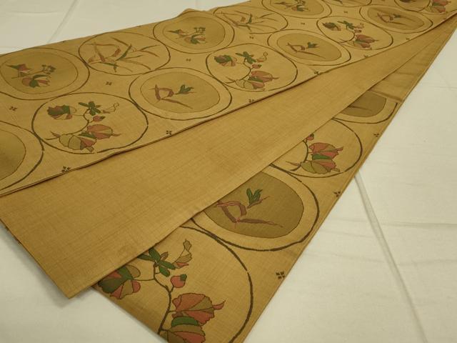 平和屋着物◎六通柄袋帯 草花丸文 正絹 逸品 DAAO9773rt