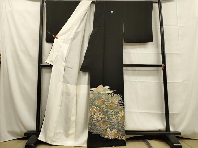 平和屋着物■豪華黒留袖 風景文 正絹 逸品 DAAP5673tw