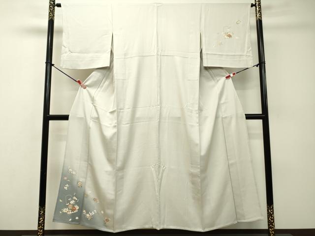 平和屋着物▽訪問着 単衣 駒刺繍 花籠文 暈し染め 金彩 正絹 逸品 DAAP6937jm