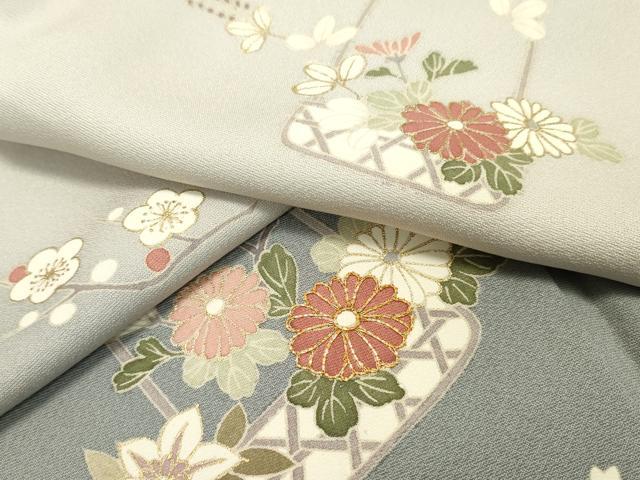平和屋着物▽訪問着 単衣 駒刺繍 花籠文 暈し染め 金彩 正絹 逸品 DAAP6937jm