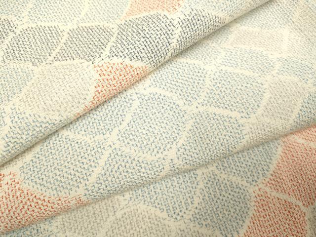 平和屋着物▽本塩沢 単衣 変わり格子 正絹 逸品 DAAP7380du