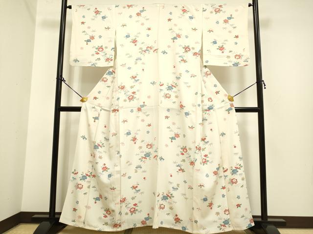 平和屋着物▽上質な小紋 単衣 草花文 正絹 逸品 DAAP7383du