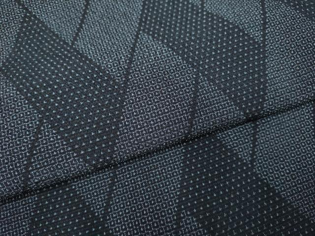 平和屋着物▽本塩沢 単衣 110亀甲 幾何学文様 正絹 逸品 DAAP7413du