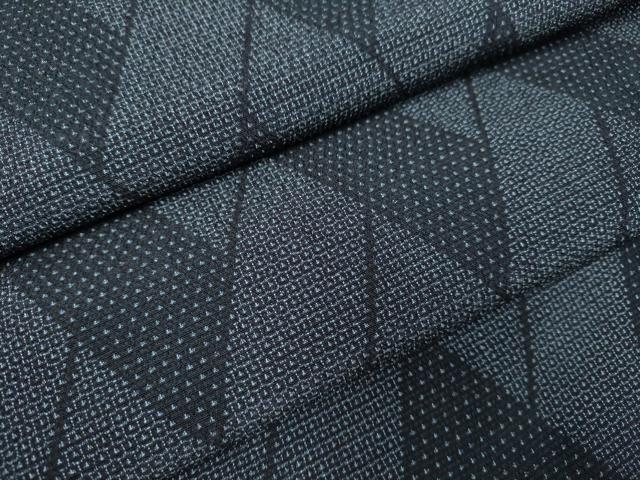 平和屋着物▽本塩沢 単衣 110亀甲 幾何学文様 正絹 逸品 DAAP7413du