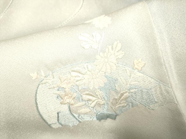平和屋着物▽訪問着 単衣 刺繍 片輪車花文 暈し染め 正絹 逸品 DAAP7414du