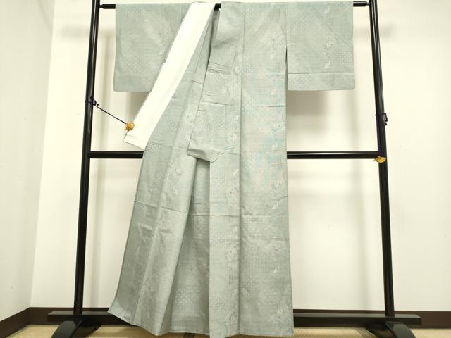 平和屋着物▽本場大島紬 単衣 9マルキ 切嵌吉祥花文 正絹 逸品 DAAP7422du