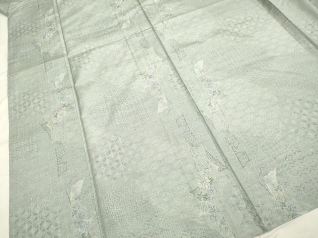 平和屋着物▽本場大島紬 単衣 9マルキ 切嵌吉祥花文 正絹 逸品 DAAP7422du