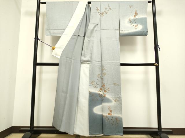 平和屋着物▽訪問着 単衣 草花文 暈し染め 正絹 逸品 DAAP7424du