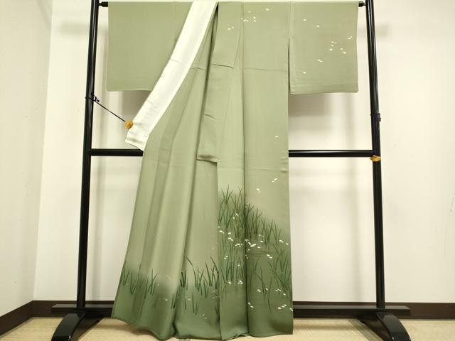平和屋着物▽訪問着 単衣 舞桜文 暈し染め 金彩 正絹 逸品 DAAP7427du