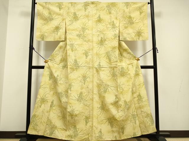 平和屋着物▽上質な紬 単衣 草花文 正絹 逸品 DAAP7450du