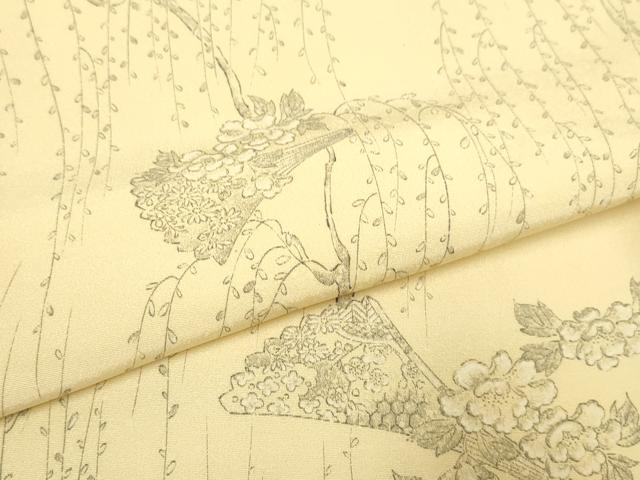 平和屋着物▽上質な小紋 単衣 手描き 枝花文 正絹 逸品 DAAP7453du