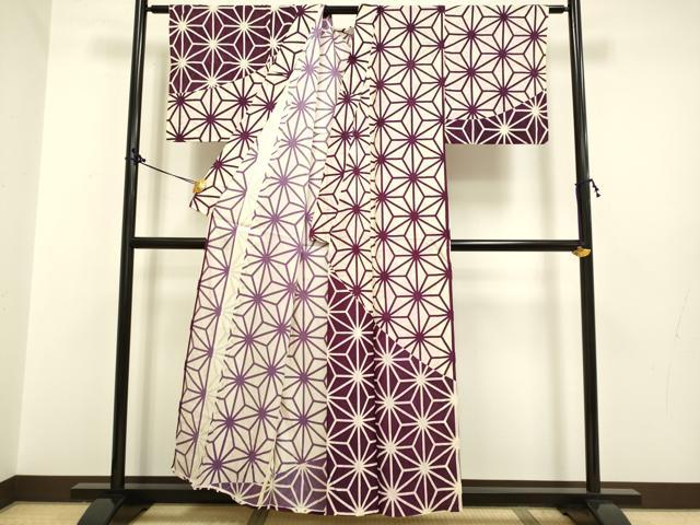 平和屋着物▽訪問着 単衣 麻の葉文様 正絹 逸品 DAAP7474du