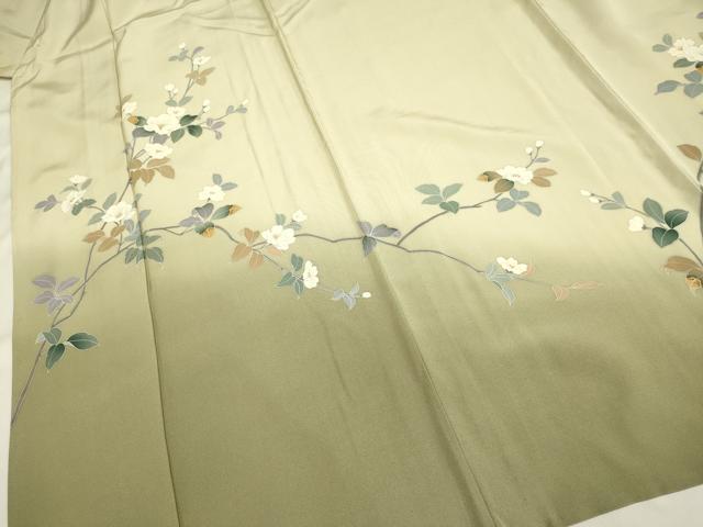 平和屋着物▽訪問着 単衣 友禅 作家物 枝花文 暈し染め 正絹 逸品 DAAP7482du